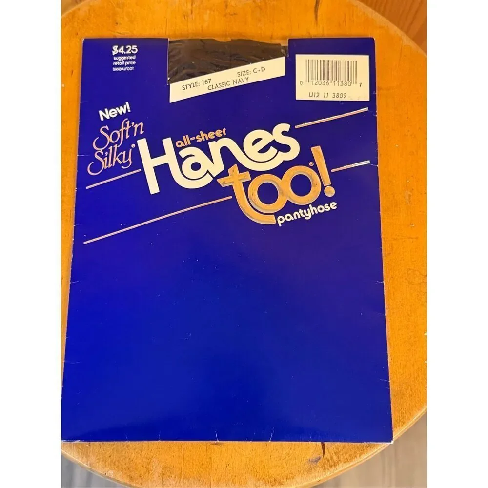 vintage Hanes Too! all-sheer pantyhose classic navy size C-D Style 167 (7598)